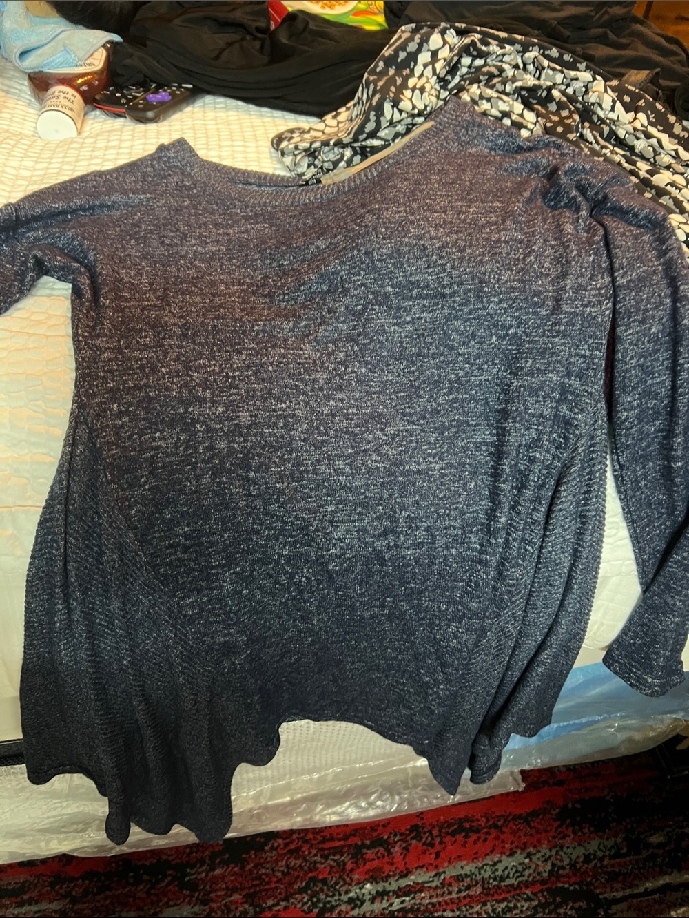 Soft Knit Long Sleeve Top - Heather Navy